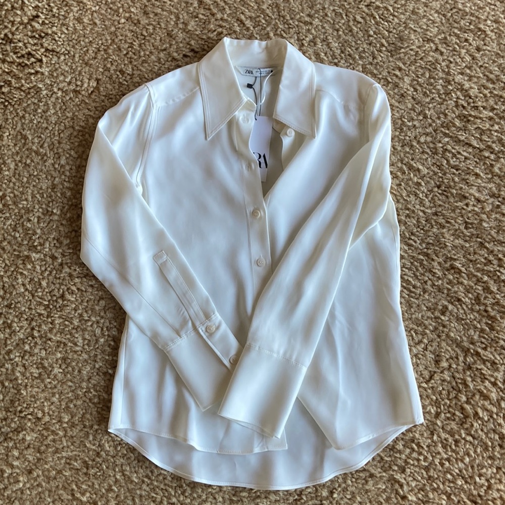 NWT Zara satin effect shirt